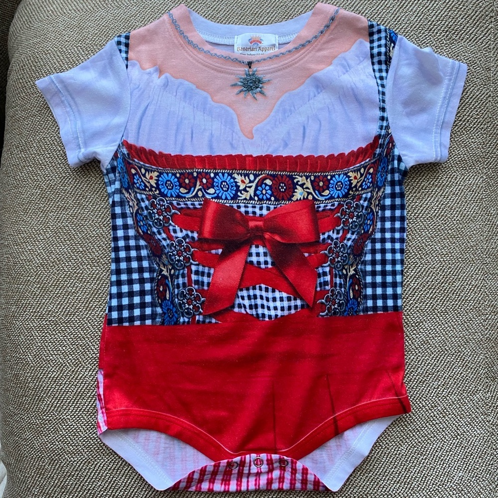 Oktoberfest Baby girls bodysuit- Red and Blue - Picture 2 of 8